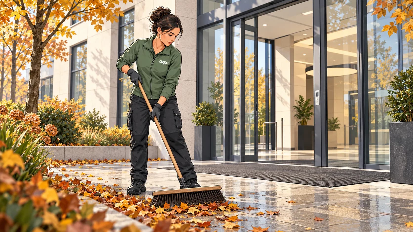 Herbstreinigung für Gewerbeimmobilien: Eingänge, Außenflächen und Böden richtig schützen